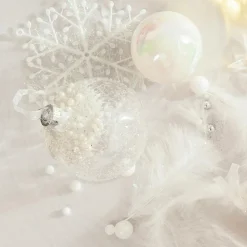KAEMINGK Lot de 3 boules de Noël en verre (D80 mm) Mouchetée Blanc irisé Discount