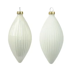 KAEMINGK Lot de 3 boules de Noël en verre (D60 mm) Goutte précieuse Blanc laine Discount