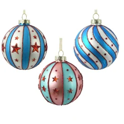 KAEMINGK Lot de 12 boules de Noël en verre (D80 mm) Grand Chapiteau Multicolore Bleu