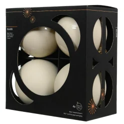 KAEMINGK Lot de 4 boules de Noël en verre (D100 mm) Boréal Blanc laine Outlet
