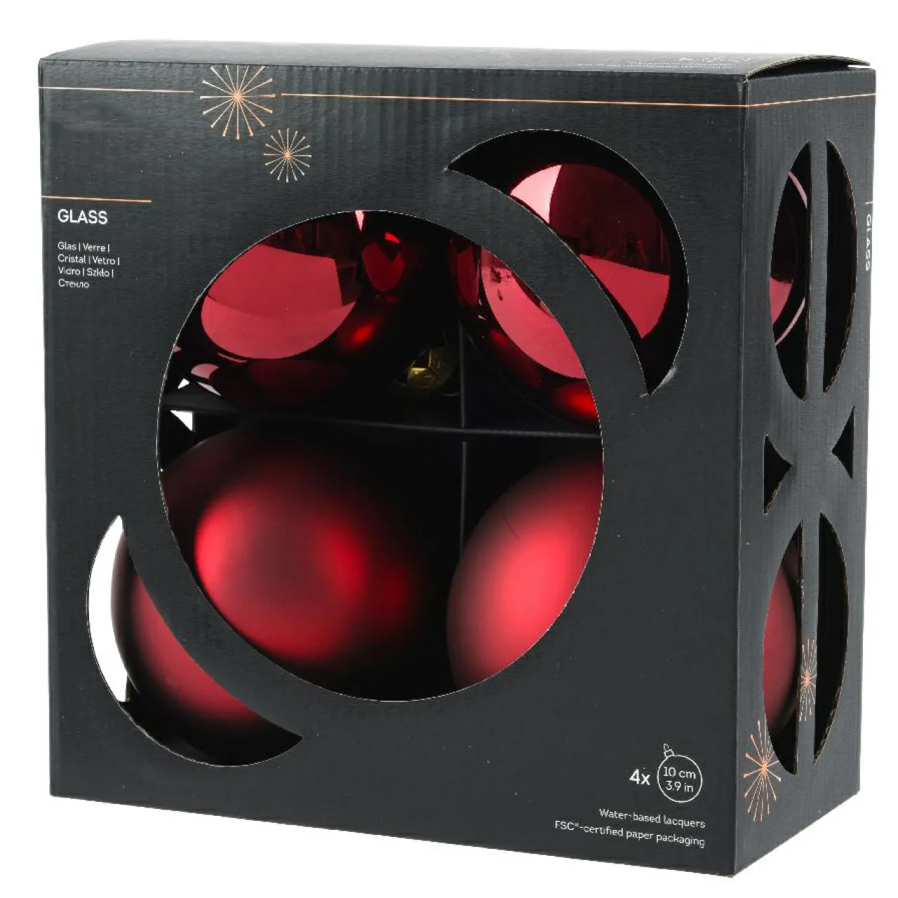 KAEMINGK Lot de 4 boules de Noël en verre (D100 mm) Boréal Bordeaux Online
