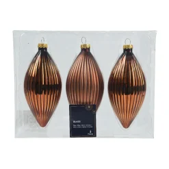 KAEMINGK Lot de 3 boules de Noël en verre (D60 mm) Goutte précieuse Brun café Best
