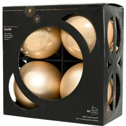 KAEMINGK Lot de 4 boules de Noël en verre (D100 mm) Boréal Perle Discount