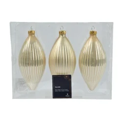 KAEMINGK Lot de 3 boules de Noël en verre (D60 mm) Goutte précieuse Perle Outlet