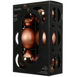 KAEMINGK Lot de 6 Boules de Noël en verre (D80 mm) Boréal Cognac Outlet