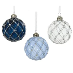KAEMINGK Lot de 12 boules de Noël en verre (D80 mm) Majestic et transparent Bleu Outlet