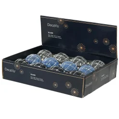 KAEMINGK Lot de 12 boules de Noël en verre (D80 mm) Majestic et transparent Bleu Outlet