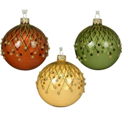 KAEMINGK Lot de 6 boules de Noël en verre (D80 mm) Vintage Reno Multicolore New