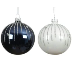 KAEMINGK Lot de 6 boules de Noël en verre (D80 mm) Mistery et blanc Bleu nuit Discount