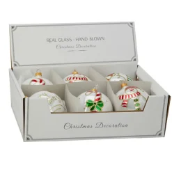 KOOPMAN Lot de 6 boules de Noël en verre (D100 mm) Mignonneries nacré Blanc Sale