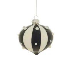 JJA Lot de 3 boules de Noël en verre (D80 mm) Carnaval d'Hiver et Blanc Noir Best