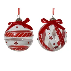 KAEMINGK Lot de 12 boules de Noël en verre (D80 mm) Sölden et blanc Rouge Sale