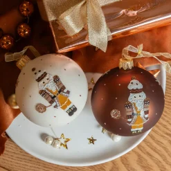KAEMINGK Lot de 6 boules de Noël en verre (D80 mm) Casse-noisettes Chocolatés Marron Best