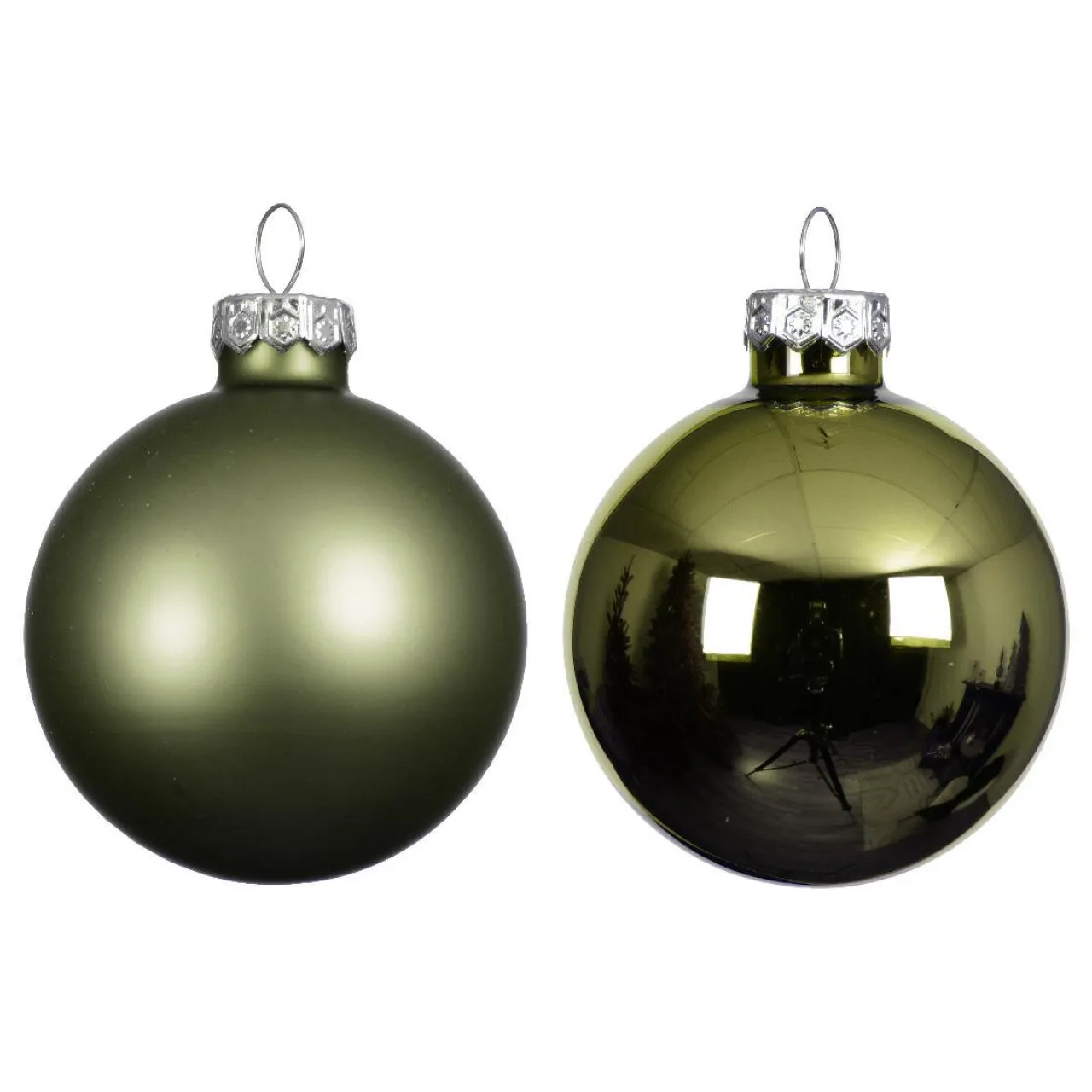 KAEMINGK Lot de 6 boules de Noël en verre (D80 mm) Boréal Vert romarin Sale