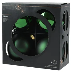 KAEMINGK Lot de 4 boules de Noël en verre (D100 mm) Boréal Vert sapin Online