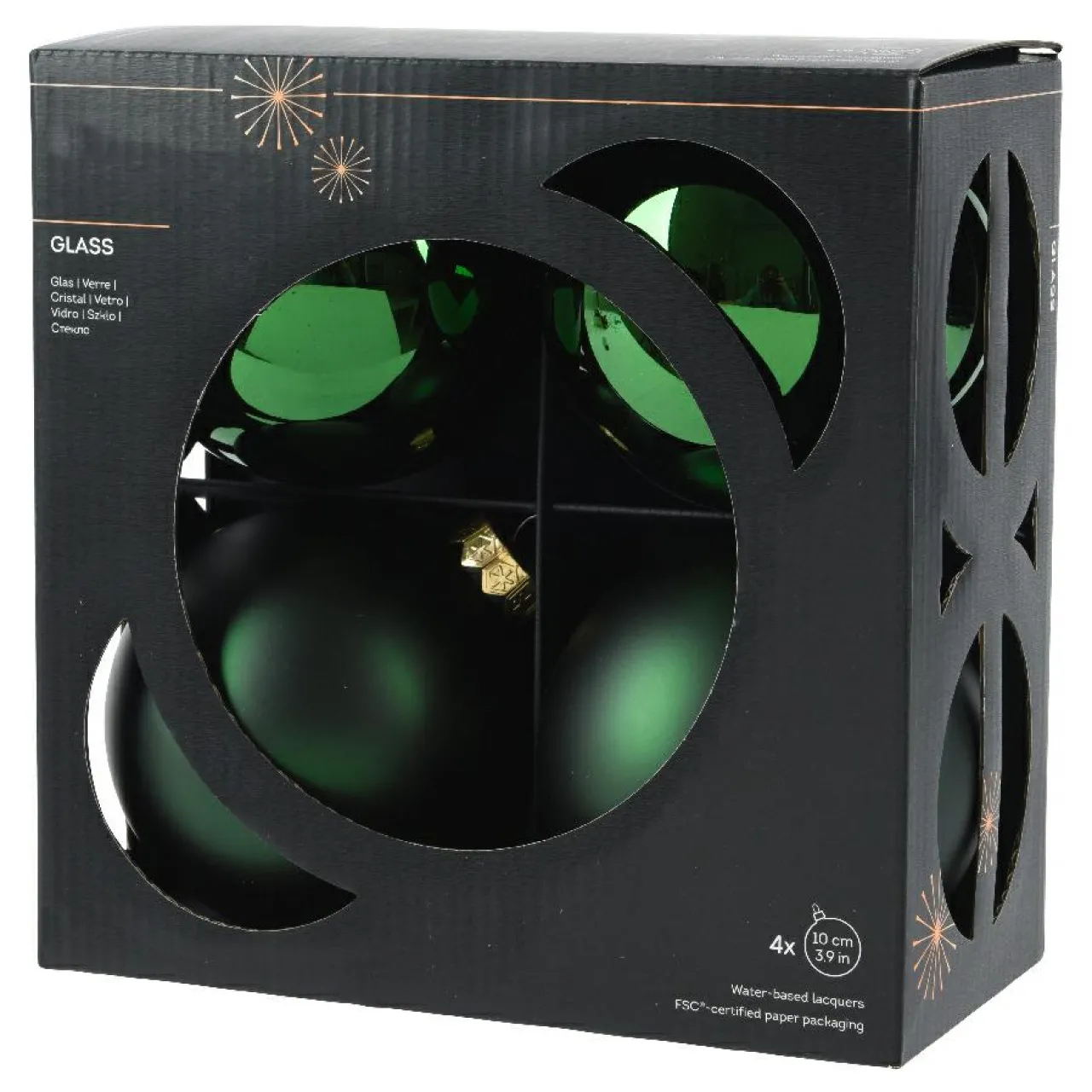 KAEMINGK Lot de 4 boules de Noël en verre (D100 mm) Boréal Vert sapin Online