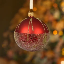 KAEMINGK Lot de 6 boules de Noël en verre (D80 mm) Ballotine Rouge New