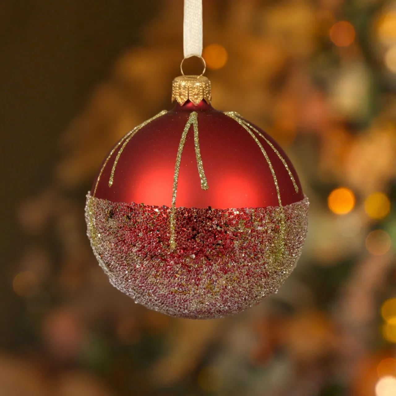 KAEMINGK Lot de 6 boules de Noël en verre (D80 mm) Ballotine Rouge New