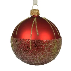 KAEMINGK Lot de 6 boules de Noël en verre (D80 mm) Ballotine Rouge New
