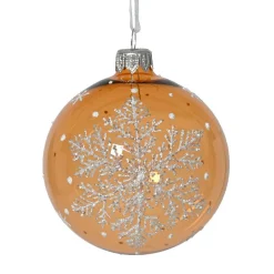 KAEMINGK Lot de 6 boules de Noël en verre (D80 mm) Flocon féerique Cognac Sale