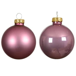 KAEMINGK Lot de 6 boules de Noël en verre (D80 mm) Boréal Vieux rose Hot