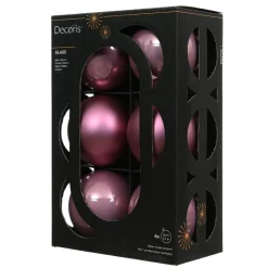 KAEMINGK Lot de 6 boules de Noël en verre (D80 mm) Boréal Vieux rose Hot
