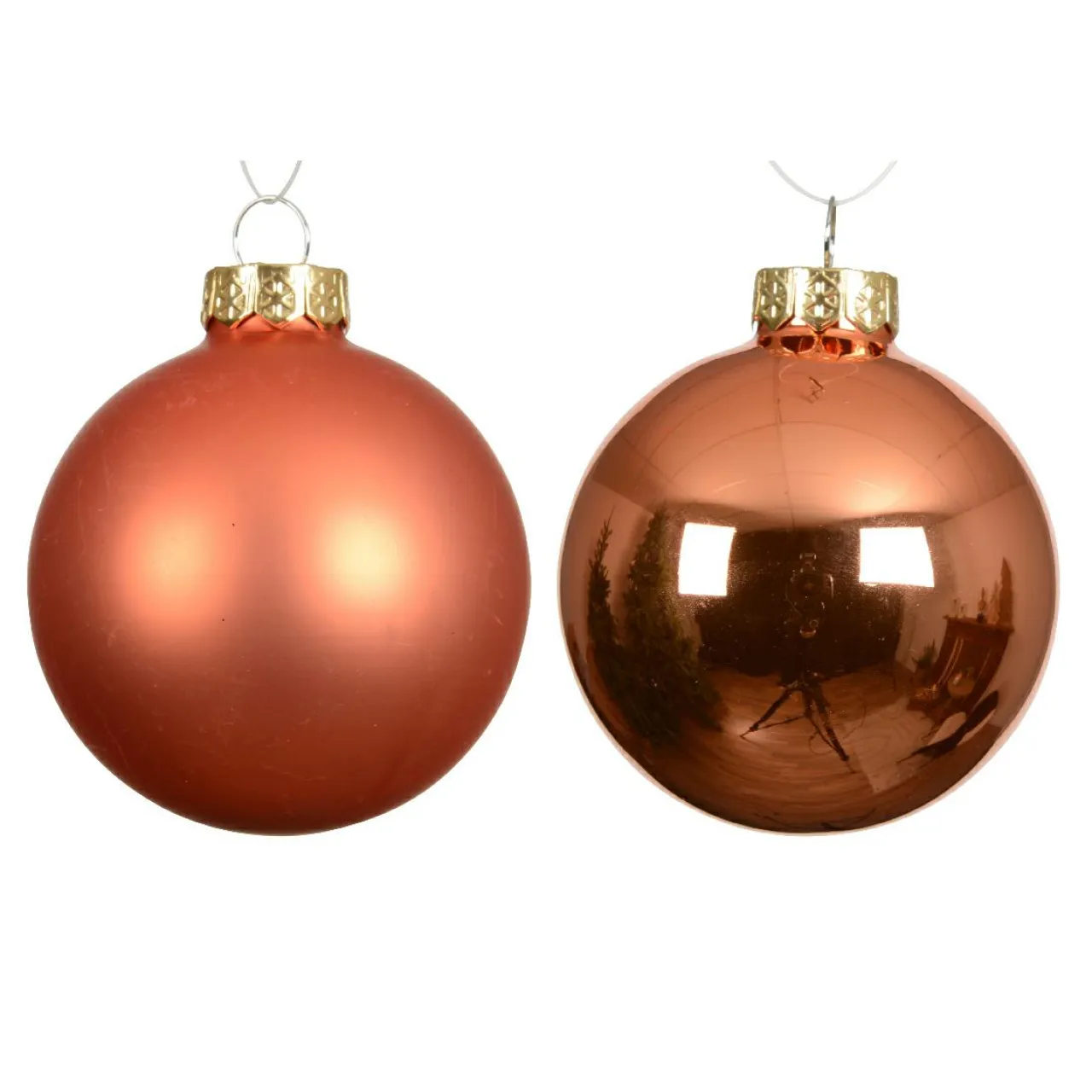 KAEMINGK Lot de 6 boules de Noël en verre (D80 mm) Boréal Orange Outlet