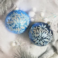 KAEMINGK Lot de 6 boules de Noël en verre (D80 mm) Éclats de nuit ciel Bleu Sale