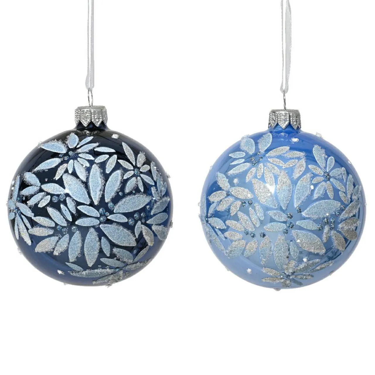 KAEMINGK Lot de 6 boules de Noël en verre (D80 mm) Éclats de nuit ciel Bleu Sale