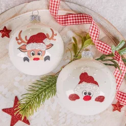 KAEMINGK Lot de 6 boules de Noël en verre (D80 mm) Filou Blanc Sale