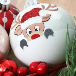 KAEMINGK Lot de 6 boules de Noël en verre (D80 mm) Filou Blanc Sale