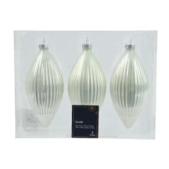KAEMINGK Lot de 3 boules de Noël en verre (D60 mm) Goutte précieuse Blanc Hot