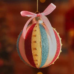 KAEMINGK Lot de 12 boules de Noël en verre (D80 mm) Rêverie Multicolore Discount