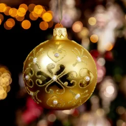KAEMINGK Lot de 6 boules de Noël en verre (D80 mm) Baroque clair Or New