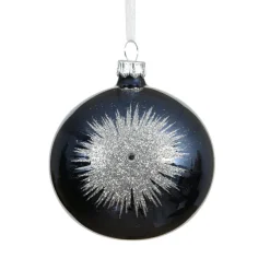 KAEMINGK Lot de 6 boules de Noël en verre (D80 mm) Etincelle d'hiver et Argent Bleu nuit Sale