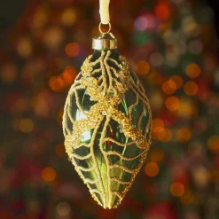KAEMINGK Lot de 2 boules de Noël en verre (D60 mm) Jazzy Vert sapin