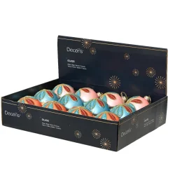KAEMINGK Lot de 12 boules de Noël en verre (D80 mm) Pétales pailletées Multicolore