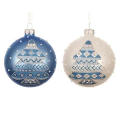KAEMINGK Lot de 6 boules de Noël en verre (D80 mm) Sapin nordique Bleu Ciel Clearance