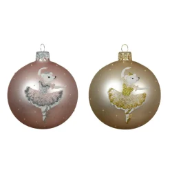KAEMINGK Lot de 6 boules de Noël en verre (D80 mm) Ballerines et perle Rose Clearance