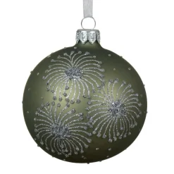 KAEMINGK Lot de 6 boules de Noël en verre (D80 mm) Feux d'artifice Vert romarin Discount