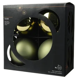 KAEMINGK Lot de 4 boules de Noël en verre (D100 mm) Boréal Vert romarin Best
