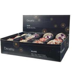 KAEMINGK Lot de 12 boules de Noël en verre (D100mm) Diamant Rocaille Rouge et Violet Outlet
