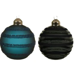KAEMINGK Lot de 3 boules de Noël en verre (D80 mm) Linta Bleu nuit Outlet