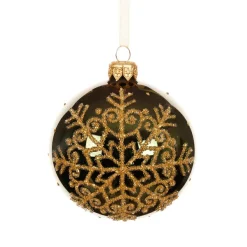 KAEMINGK Lot de 6 boules de Noël en verre (D80 mm) Flocon pailleté Vert sapin Online