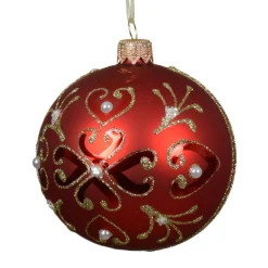 KAEMINGK Lot de 6 boules de Noël en verre (D80 mm) Baroque Rouge Hot