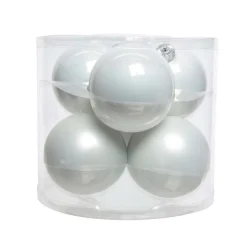 KAEMINGK Lot de 6 boules de Noël en verre (D80 mm) Myst d'hiver Blanc Outlet