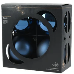 KAEMINGK Lot de 4 Boules de Noël en verre (D100 mm) Boréal Bleu nuit New