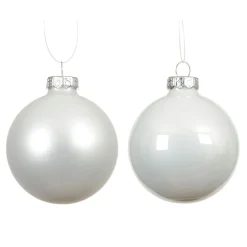 KAEMINGK Lot de 4 Boules de Noël en verre (D100 mm) Boréal Blanc Discount