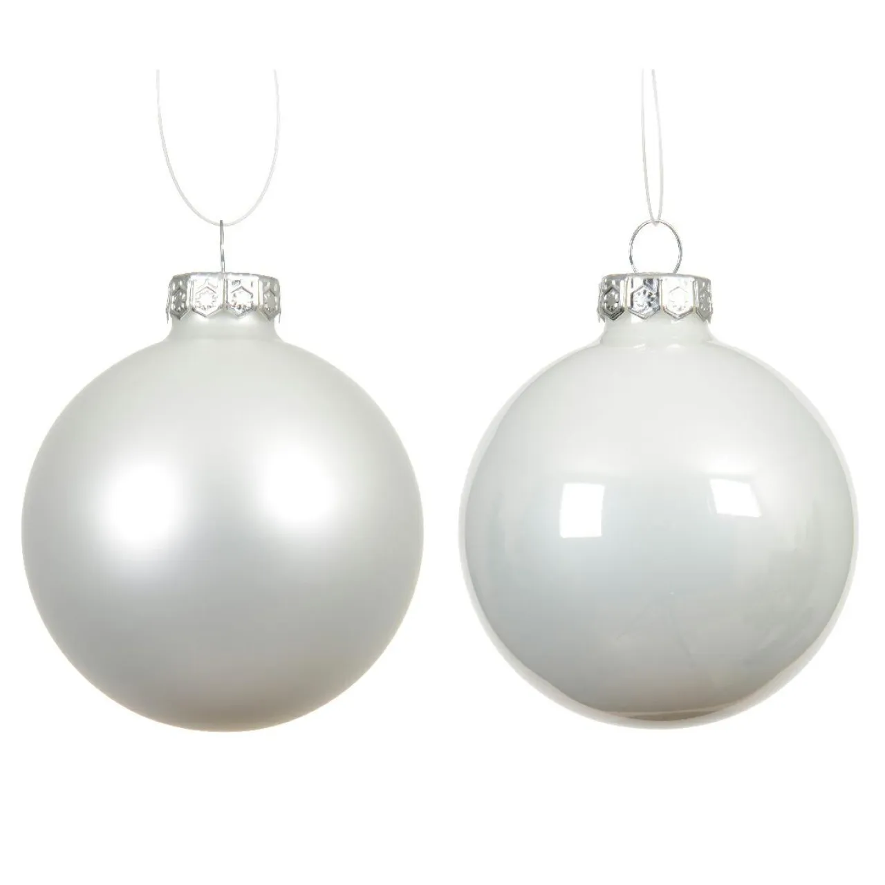 KAEMINGK Lot de 4 Boules de Noël en verre (D100 mm) Boréal Blanc Discount