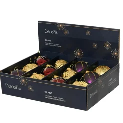 KAEMINGK Lot de 12 boules de Noël en verre (D80 mm) Shine Glam et figue Or New